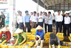 Phó Thủ tướng Trần Lưu Quang khảo sát tình hình khai thác hải sản tại Kiên Giang